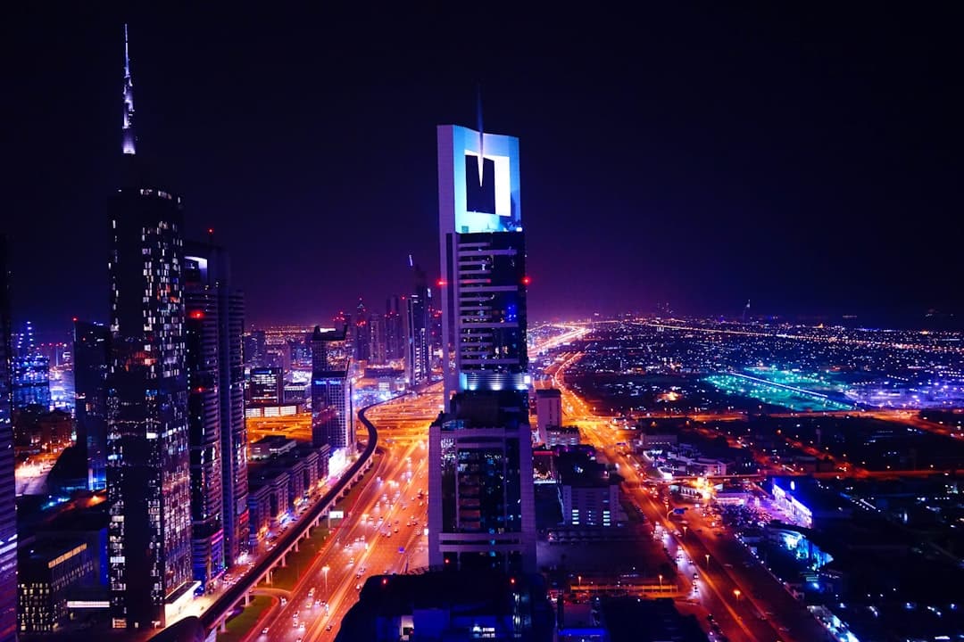Dubai skyline at night
